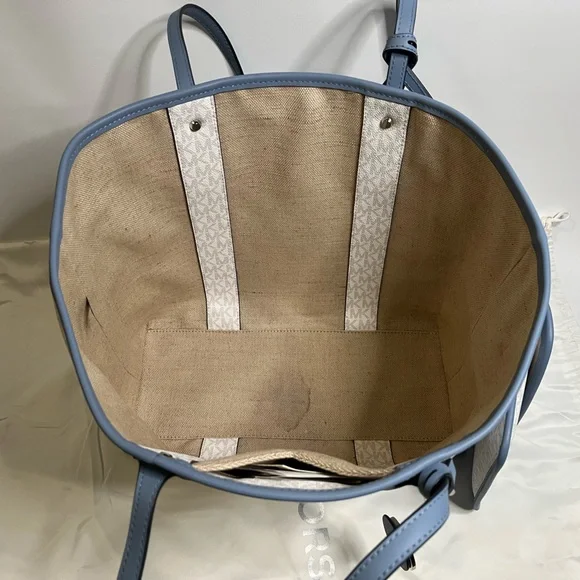 Michael Kors EVA Large Logo Stripe Tote Bag & Pouch MSRP $298
